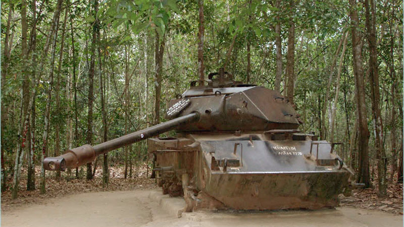 M41 tank attacked by VC in 1970 - CuChi tunnels tour