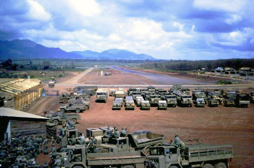 Military trucks in Nuidat base