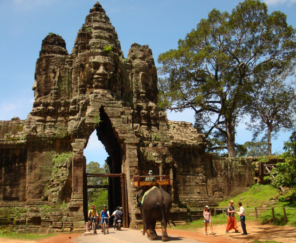 Gate to Angkor Thom temple - Siemreap Cambodia